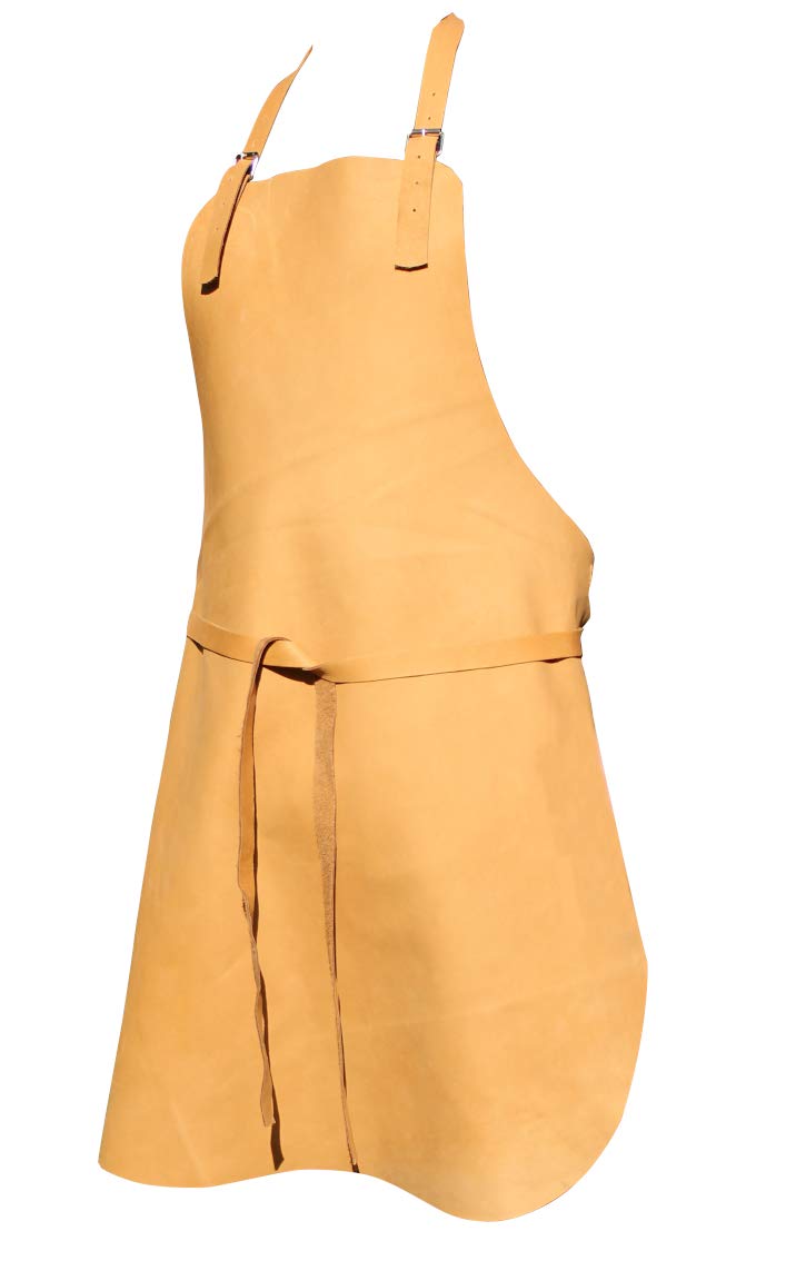 Beau tablier de travail en cuir véritable naturel, tablier de protection, marron, beige, solide et doux., miel, One Size