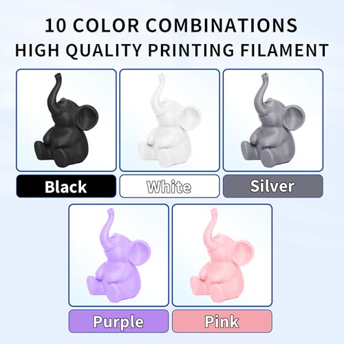 Image of RAMBERY 10KG Multicolor PLA+ Filament Bundle 1.75mm, Toughness Upgraded 3D Printer Filament， 10-Pack 1KG Spool, Black /White /Silver /Taro Purple /Cherry Pink /Red /Orange /Yellow /Mint Green /Blue