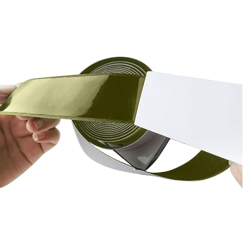 Image of 1.5 inch x 1 Yards Olive drab Wide Hook and Loop with Self Adhesive Tape Strong Sticky Back Roll Nylon Heavy Duty Strips Excellent Grip Fabric Softener for Home Office School Car Craft Organizer