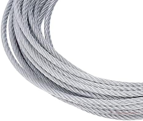 Winch Wire Rope, Galvanized Stainless Steel Rope 4mmx12m Cable 2000LBS Strength Winch Rine Replacement with Self Locking Hook