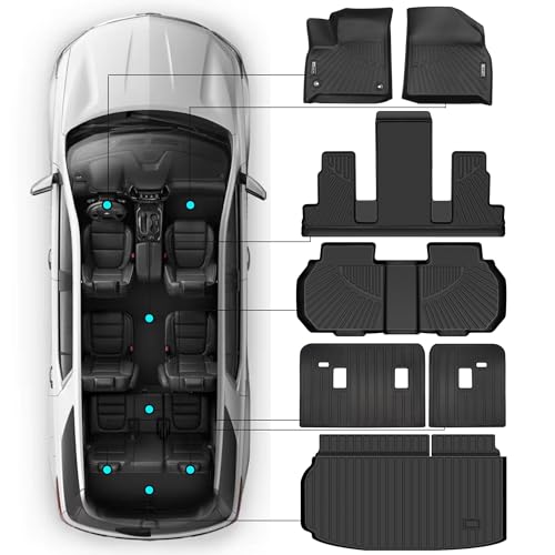 SHINJEW Floor Mats Fit for 2018-2023 Chevrolet Traverse 7 Seats (Bucket Seats) All Weather TPE Car Floor Liners Carpet Custom Fit for Chevy Traverse Accessories3 Row & Cargo Liner