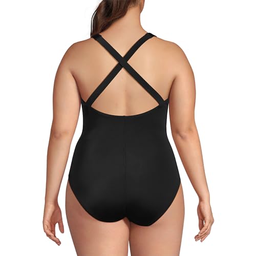 Lands' End Women's Chlorine Resistant Scoop Neck X-Back High Leg Soft Cup Tugless Sporty One Piece Swimsuit2