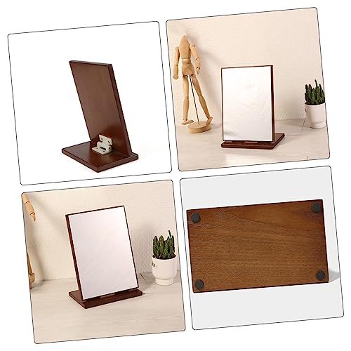 Espejo de maquillaje de madera para escritorio miniatura 2