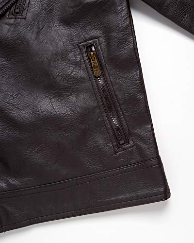 URBAN REPUBLIC Boy's Faux Leather Motorcycle Biker Jacket (14-16, Dark Brown Moto)