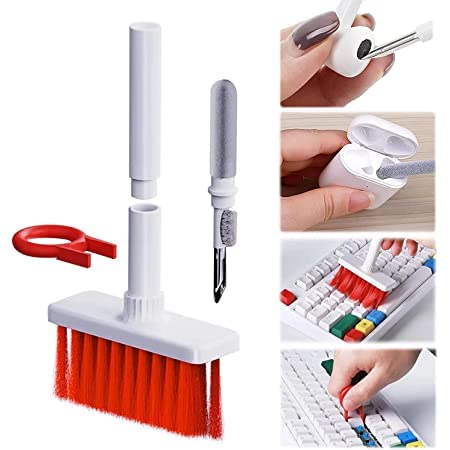 Sixfire 5 In 1 Keyboard&Earphone Cleaner Keyboard Cleaning Brush Laptop Cleaning Kit Cleaning Pen For Airpods Cleaner Soft Brush,Airpods Cleaning Kit,Phone Cleaner,Earphones Case,Bluetooth,Multicolor