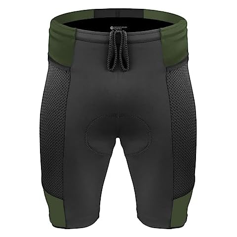 AERO|TECH|DESIGNS | Men's Gel Touring Padded Bike Shorts | Medium | Olive Cover