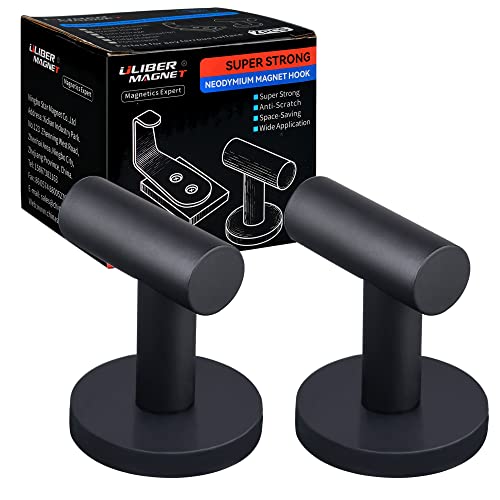 ULIBERMAGNET Strong Magnetic Coat Hooks,Heavy Duty Rubber Coated Magnets Hook for Metal,Door,Grill,Refrigerator, Locker,Neodymium Magnet Hook for Towel,Coat,Bag,Umbrella