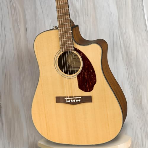 Image of Fender CD-140SCE Dreadnought Cutaway Acoustic Electric Guitar, with 2-Year Warranty, Fishman Pickup and Preamp System, Natural, with Case | Cutaway Dreadnought, Solid Spruce Top, Laminated Ovangkol Back and Sides, Fishman CD-1 Preamp with Tuner, With Hardshell Case