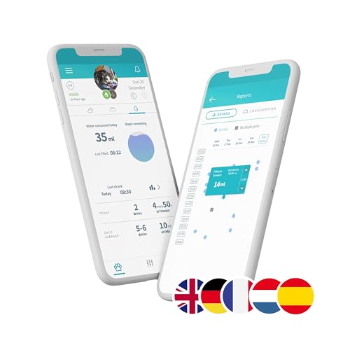 Sure Petcare Felaqua Connect, Katzen-Wassernapf, kompatibel mit RFID-Halsbändern und Mikrochips, batteriebetrieben, Überwachung des Trinkverhaltens, Verbindung mit App, katzenfreundliches Design