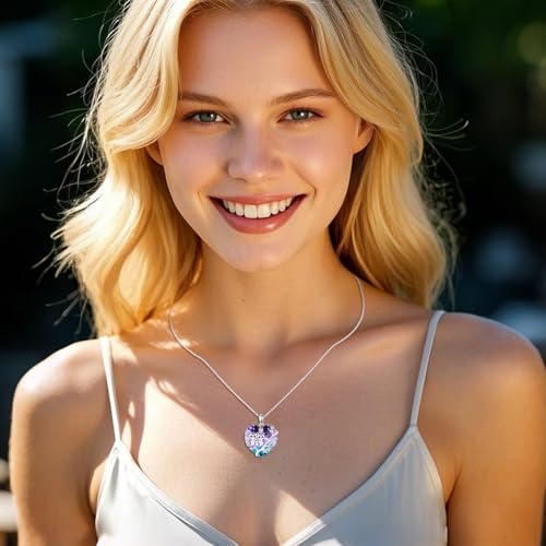 TOUPOP Owl Necklace for Women 925 Sterling Silver Crystal Owl Family Pendant Necklace Birthday Christmas Jewelry Gifts3