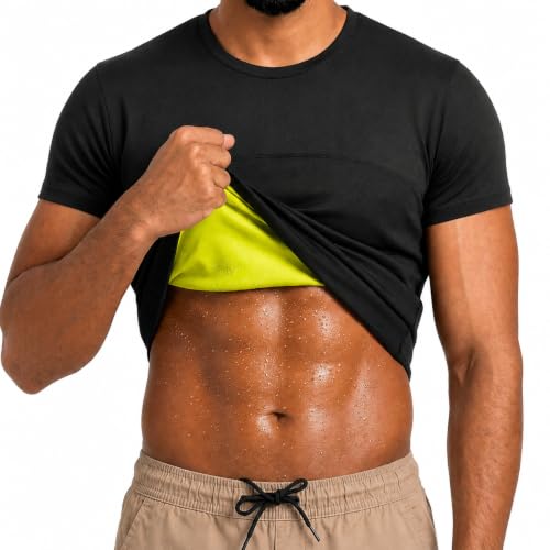 Pikachi Sauna Suit Shirt for Men Heat Trapping Sweat Compression Vest Body Shaper Shirt Multifunctional Thermal Corset for Training and Gym (L)