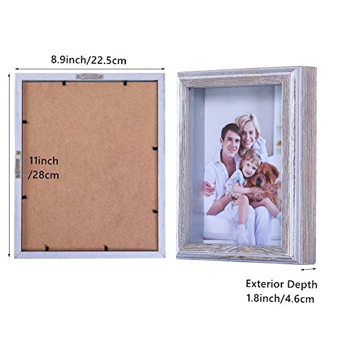 image for MEMOLIN 5x7 Shadow Box 3D Rustic Picture Frames, Deep Wood & HD Glass 