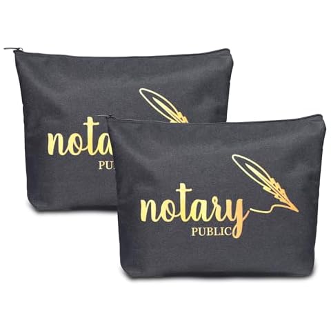 KOSMCCO 2 Pcs Notary Bag, 13x10 Inches Sturdy Notary Supply Bag for Notary Journal, Stamp, Embosser, and Ink Pad Portable Storage Bag (Black) Cover