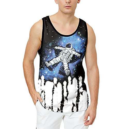 LAIDIPAS Camiseta sin mangas, Camisetas de Tirantes, Camisetas Tirantes para Hombre con Impresión 3D, Divertida, Unisex, Sin Mangas - Multi Color - Large