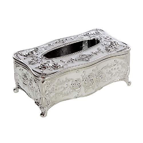 Eonyea Tissue Box Cover Arcrylic Paper Napkin Holder Home Hotel Decor Silver White (Silver)