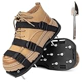 Aishkimo Lawn Aerator Shoes with Adjustable Strap and Heavy Duty Spikes for Grass Aerating Patio Garden One-Size-Fits-All Use for Yard Patio Lawn Garden（Black）