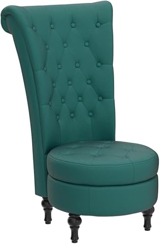 Miniatura 8 de Container Furniture Direct Royal - Silla de acento de terciopelo con respaldo alto para tocador con almacenamiento y tapicería de lujo, diseño retro