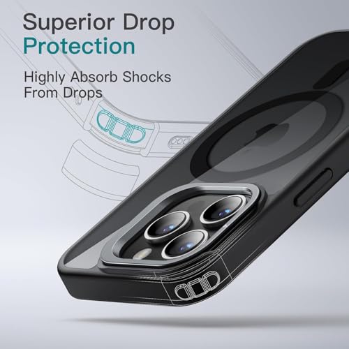 Image of VONZEE Clear Camera Kickstand Case for iPhone 16 Pro, Built-in Adjustable Camera Stand, Clear Magnetic Mag-Safe Shockproof Classic Series Phone Cover (Black)