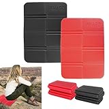 2 Stück Sitzkissen Outdoor Faltbar Wasserdicht, Klappbares Sitzkissen, Faltbares Sitzkissen Kinder Outdoor Sitzmatte, Wander Jagd Zubehör Garten, für Picknick Camping (Schwarz und Rot)