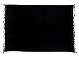 Ciffre Sarong Pareo Wickelrock Strandtuch Lunghi Dhoti Tuch Schlicht Uni Schwarz
