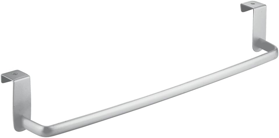 iDesign Over Door Towel Rail, Large Towel Rack Holder for Kitchen, made of Alloy Steel, 38 x 175 x 394 mm, Silver