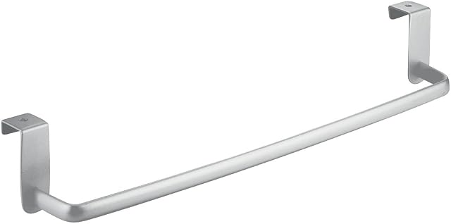 iDesign Over Door Towel Rail, Large Towel Rack Holder for Kitchen, made of Alloy Steel, Silver
