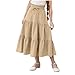 Girls Maxi Skirts High Waist Boho Floral Flare Hem Dress Summer Fashion Loose Fit Cute Holiday Skirt for Kids Size 10-12 Beige