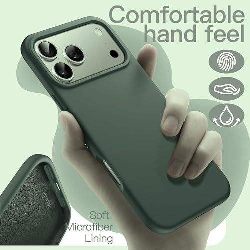 Image of Silicone Case for iPhone 17 Pro Max 6.9-Inch, Silky-Soft Touch Full-Body Protective Phone Case, Shockproof Back Cover for iPhone 17 Pro Max (Light Green)