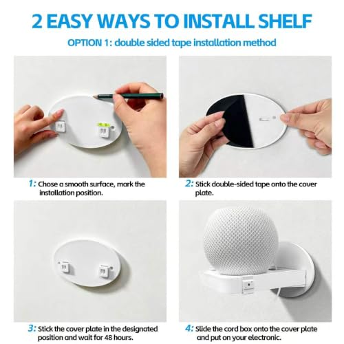 Image of Adhesive Outlet Shelf Holder, No Drill Wall Mount Cable Organizer | Universal Stick On Wall Shelf for Bathroom, Bedroom & Kitchen Storage, Cable Organization, Phone and Small Electronics