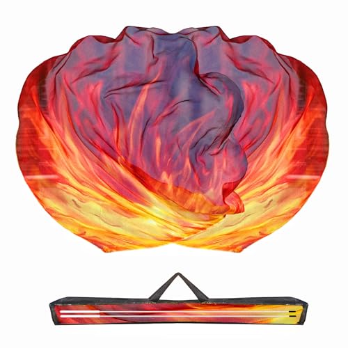 Baisdan 54x54 Worship Flags for Dance Church Praise Dance Flag Fire Flags with Flexible Rods & Storage Bag Set of 2 Orange-Red-Black
