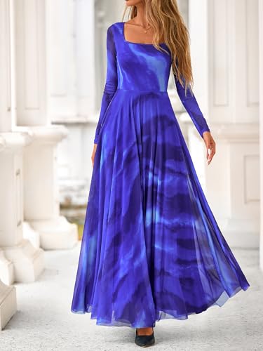BTFBM Women Maxi Dress Fall 2025 Fashion Elegant Long Sleeve Square Neck Floral Print Party Club Wedding Guest Dresses