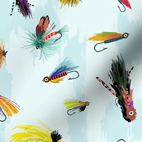 Spoonflower Fabric Fly Lures Fishing Outdoors on Petal Signature Cotton | Yard | Fishing Outdoors Boys Pattern