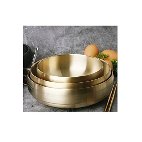 Cafe-etere Double-Deck Titanium Stainless Steel Insulation Bowl Korean Traditional Naengmyeon Bibimbap Bowl Set Of 3