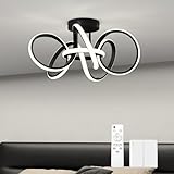 doporro Deckenlampe LED, Deckenleuchte dimmbar mit Fernbedienung, Modern Schlicht Lampe 65W 3000K/4200K/6400K 3740LM, für Wohnzimmer, Schlafzimmer, Arbeitszimmer, Flur, Schwarz Alivetata 25035