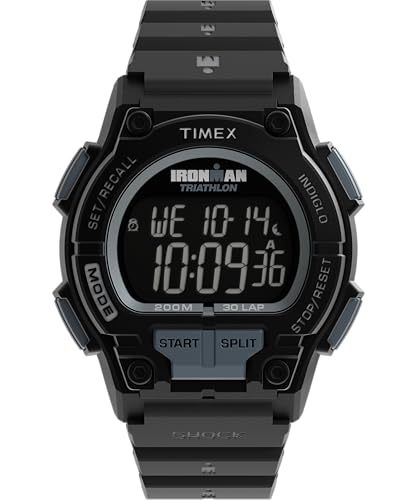 Timex Ironman Classic Reloj para Hombre, Correa de Resina Negra, Esfera Digital, Caja Negra, 42 mm, TW5M64800