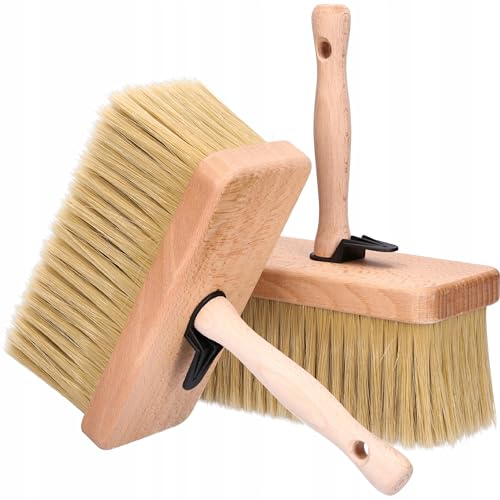 ToolSpace 2X Pinceau de Surface 190 mm, Brosse à Papier Peint, pour terrasses, tapisser, Houppette Large, Manche en Bois à Poils naturels, Pinceau à...