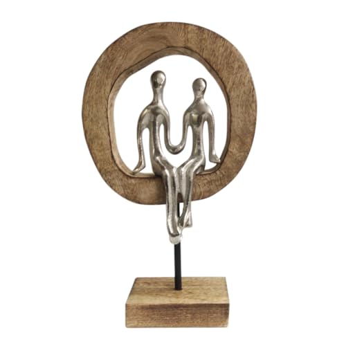 SIGNES GRIMALT Figura Pareja Decorativa Bohemio 27cm Aluminio Madera