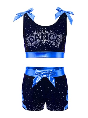 Kids Girls Color Block Gymnastics Dance Sports Set Sleeveless Vest with Shorts for Dance3