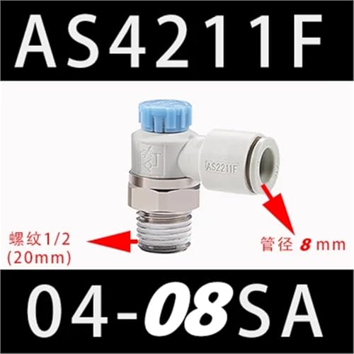Codos S-AS1211F-M5-04A válvula de control de flujo neumática de 1 unidad 2