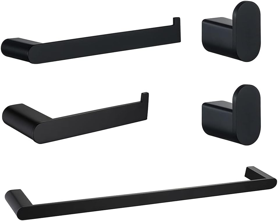 Bathroom Hardware Set Black Robe Hook Towel Rail Bar Rack Shelf Tissue Paper Holder Toothbrush Accessories