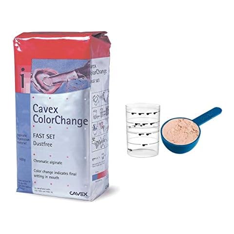 Cavex ColorChange Dental Alginate - Fast Set 500 Grams with Scoop and Measuring Cup Cover