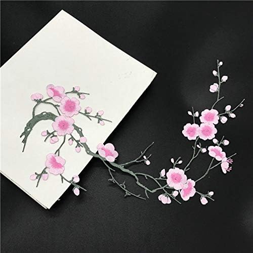 1pcs Plum Blossom Flower Applique Clothing Embroidery Patch Fabric Sticker Iron On Patch Craft Sewing Repair Embroidered (Pink)