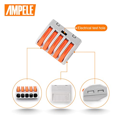Ampele 50Pcs 3 Port Lever Wire Connector, Compact Splicing Wire Connectors For Multiple Types Of Wires #TOP4