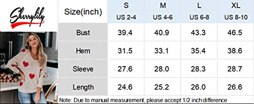 Sherrylily Womens Lightweight Pullover Off Shoulder Batwing Sleeve Heart Print Sweaters Knit Shirts Slounchy Tops - Image 6