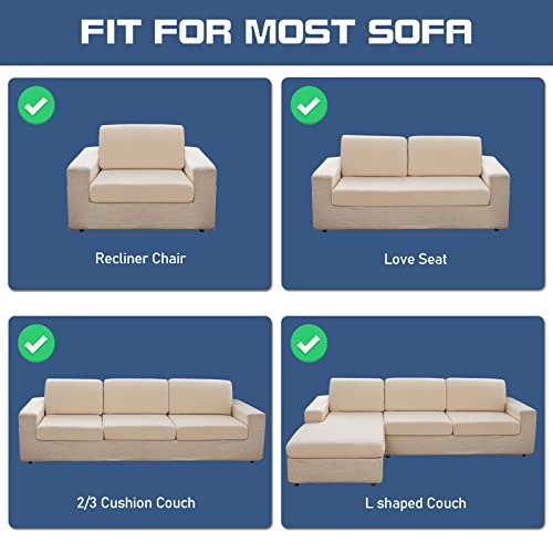 Tewene, L Shaped Couch Cover Magic Sofa Cover For Sectional Sofa Chaise Stretch Sofa Cover For Sofa 3 Seats Couch Cover Cushion Sofa For Leather/Linen Sofa, Fluff Beige/Length 63’’-75’’(Only 1 Piece) #TOP1