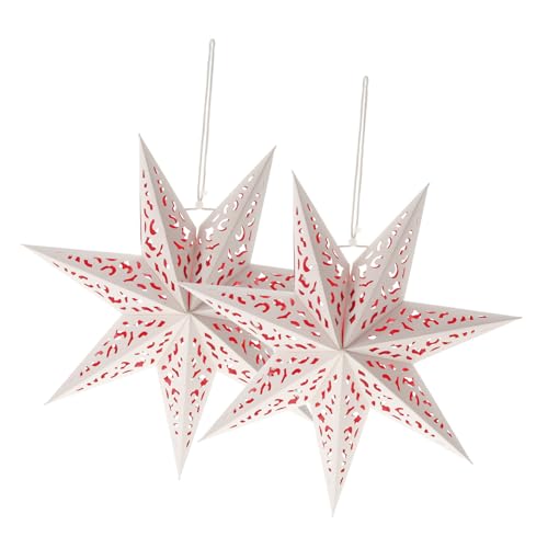 TOVINANNA 2 piezas Cubierta de Farolillo de Papel Forma de Estrella de Unidades de Luminosa y Colgante para Decoración de Fiestas y Navidad