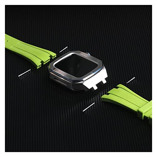 Kit modification Apple Watch 44mm boîtier métal chic et bracelet silicone agate SCHIK - 4