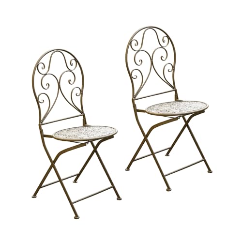 HTI living Gartenstuhl 2er-Set Lani Antik Metallstuhl nostalgisch Klappstuhl