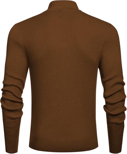 Image of DENIMHOLIC Men High Neck Zipper Full Sleeve Cotton Knitted Winter Sweater for man