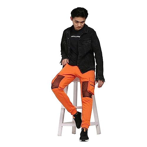 Image of Jack & Jones Men's Mid Rise Polyester Blend Regular Fit Trackpants